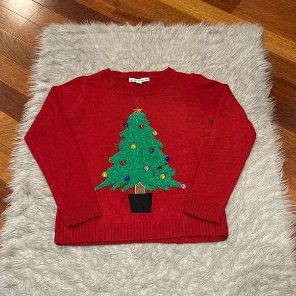 David brooks vintage women’s red and green acrylic‎ Christmas tree sweater - Picture 1 of 5